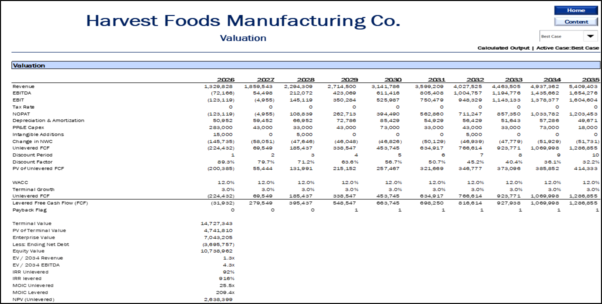 Food Manufacturing Financial Model