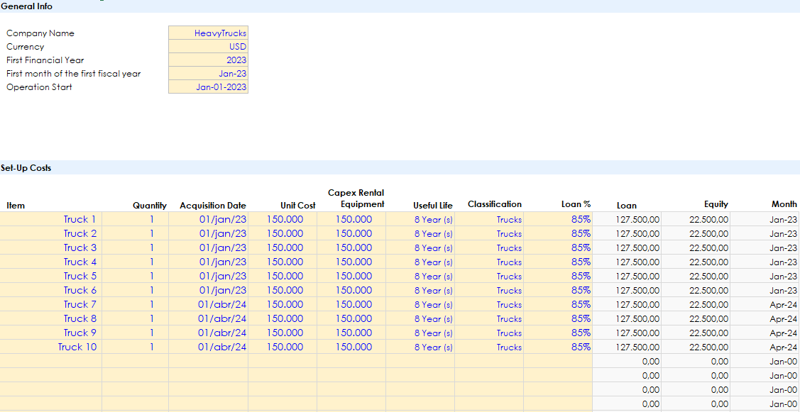 Freight Trucking Company - Google Sheets