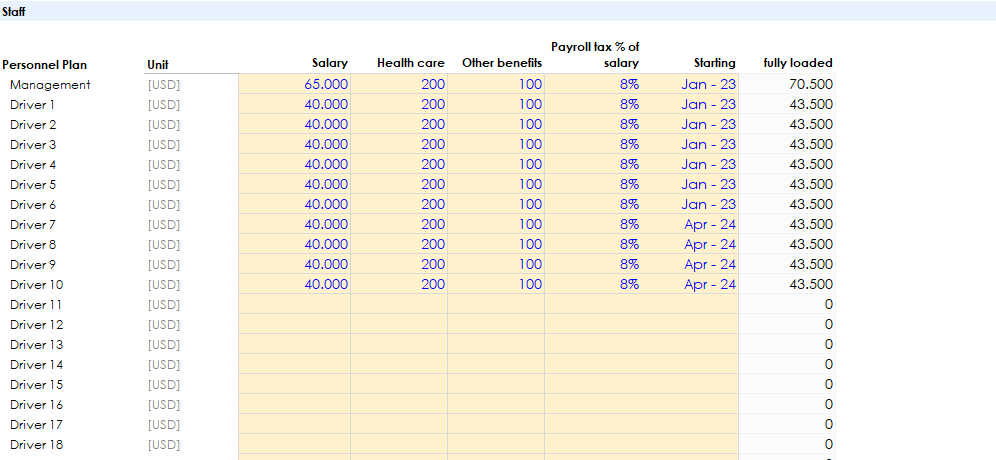 Freight Trucking Company - Google Sheets