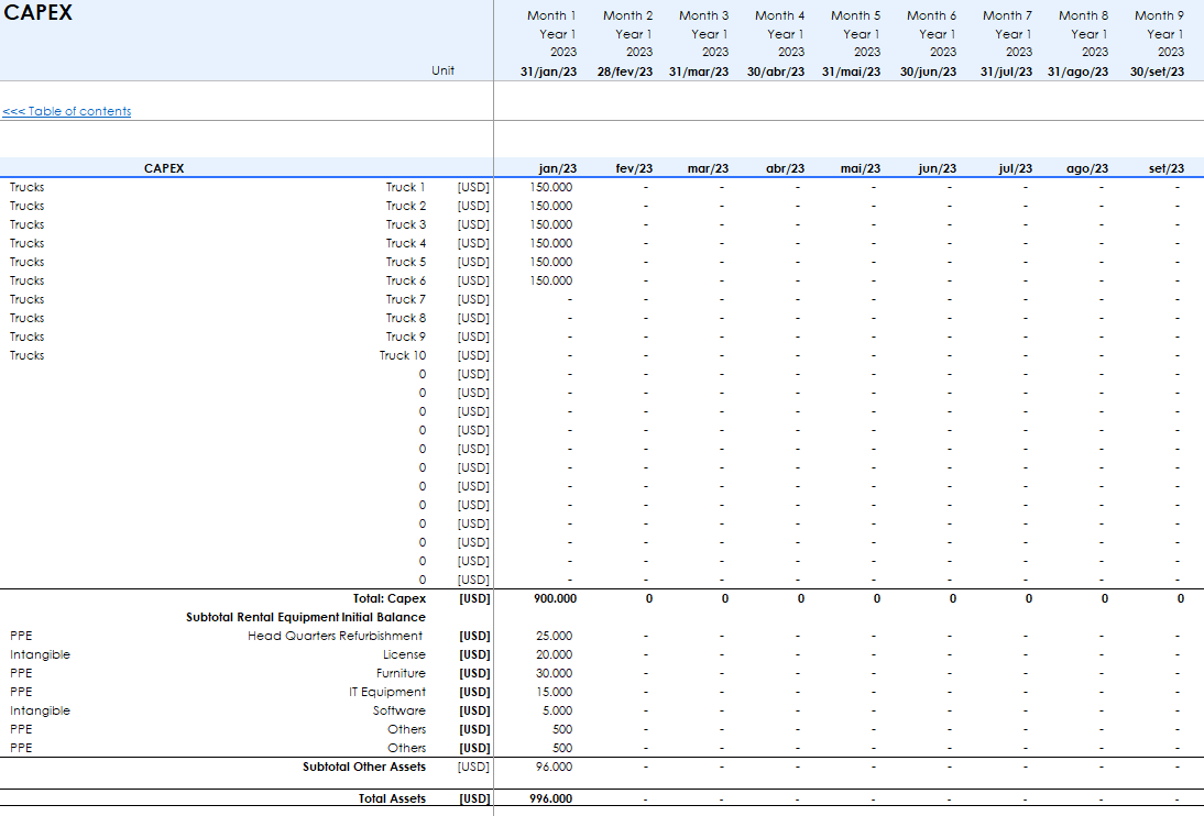 Freight Trucking Company - Google Sheets