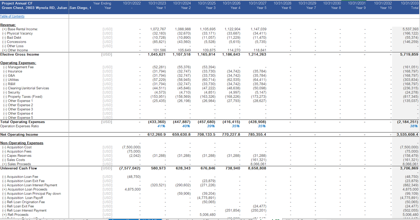 Real Estate - Self Storage Acquisition Model