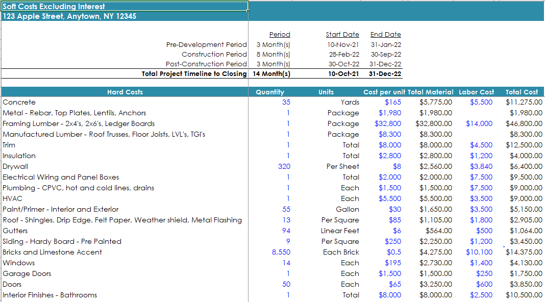 Real Estate - Single Family Development Model Pro-Forma Template