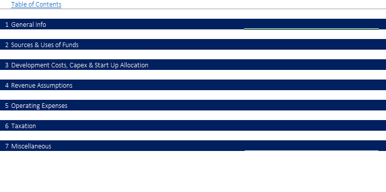 Hotel - Eco Resort Financial Mode - Excel Financial Model