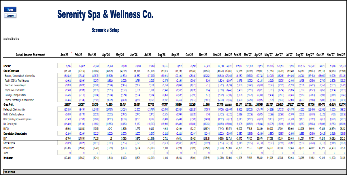 Spa & Wellness Center Financial Model