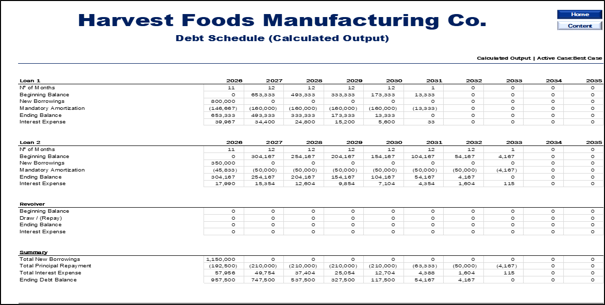 Food Manufacturing Financial Model