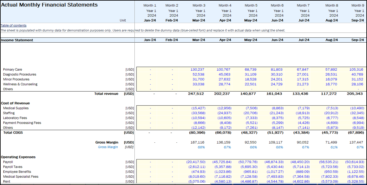 Medical Clinic Financial Model