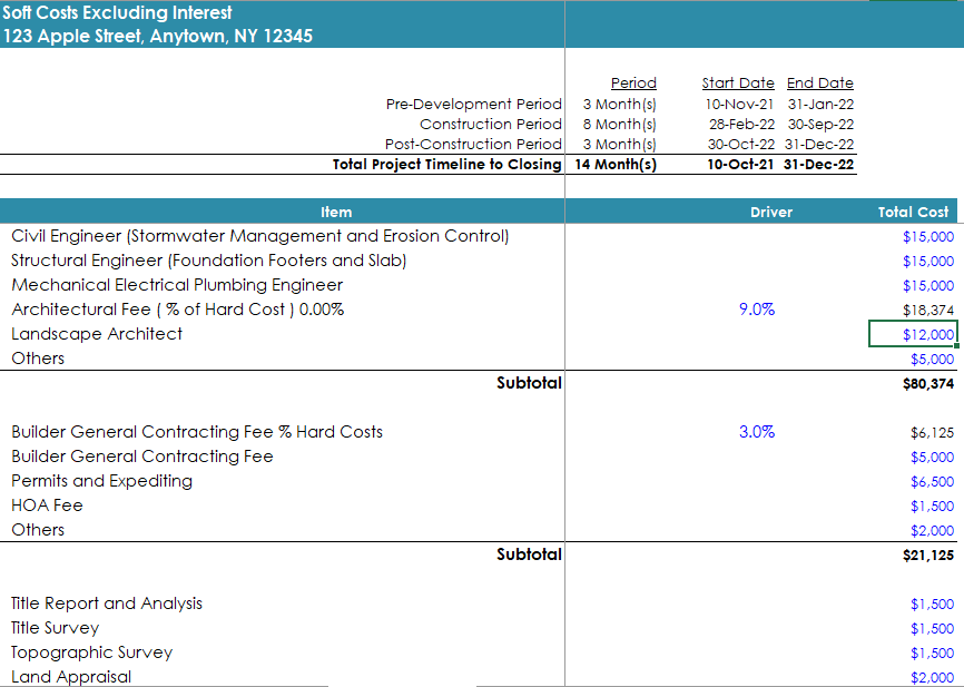 Real Estate - Single Family Development Model Pro-Forma Template